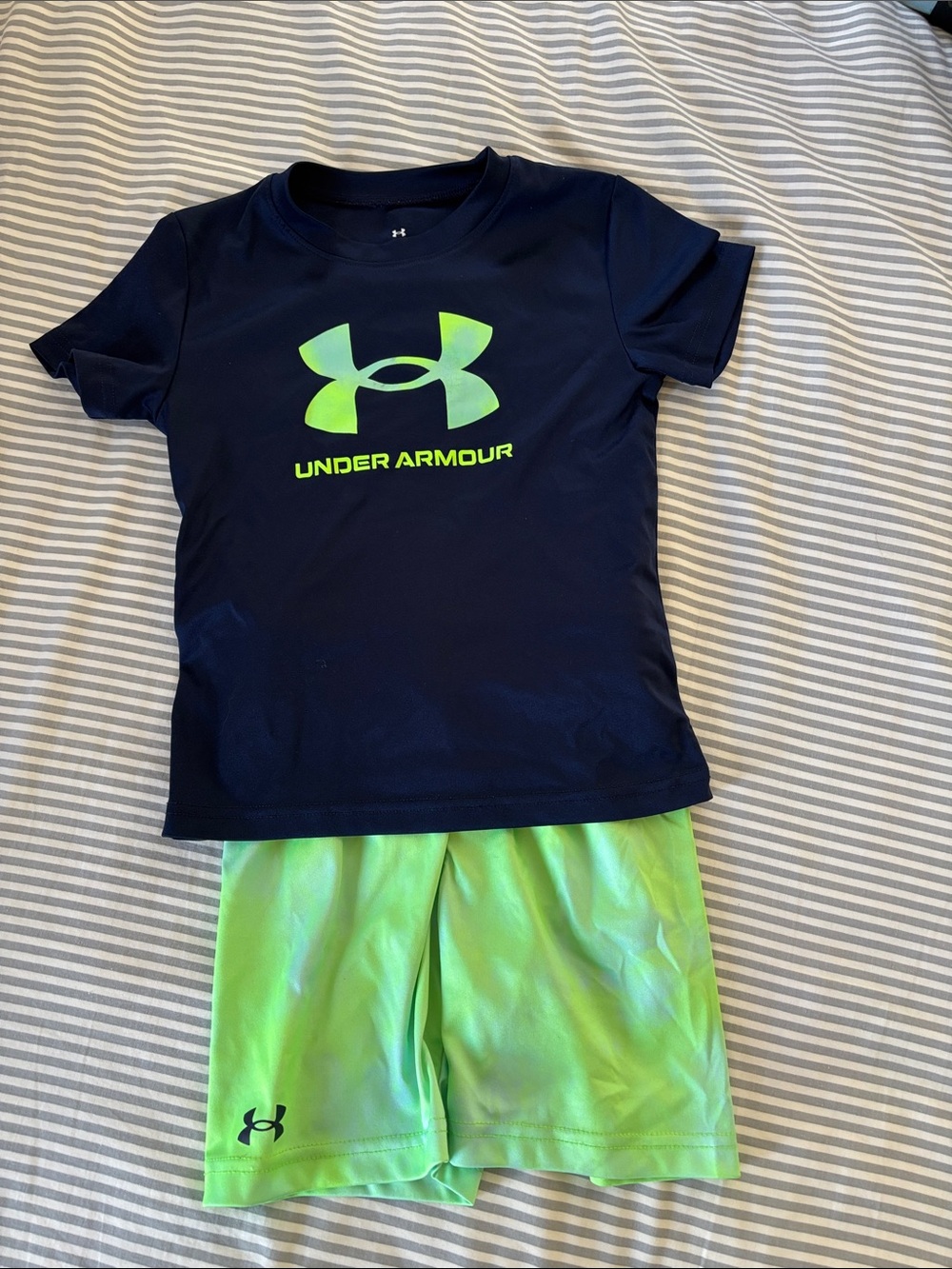 Under Armour Boys Neon Green Athletic Shorts